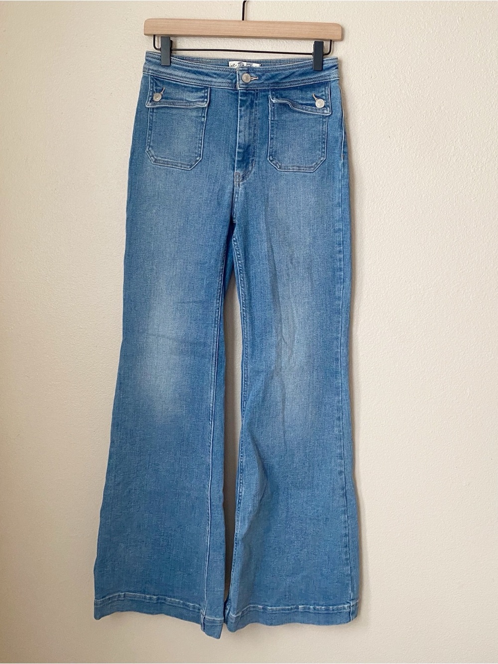Free People We The Free Size 27 Curvy High Rise Wide Leg Jeans 70’s Retro